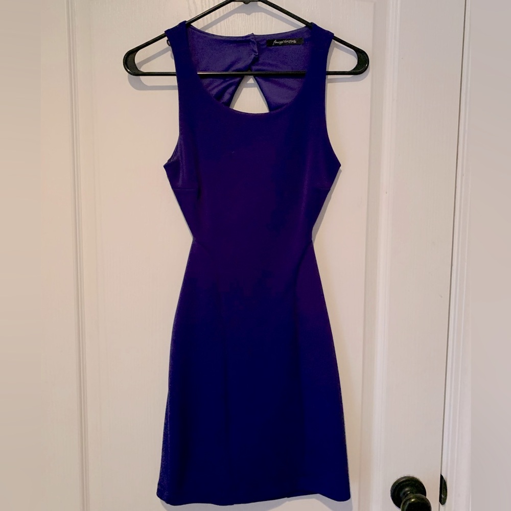 Blue open back mini dress